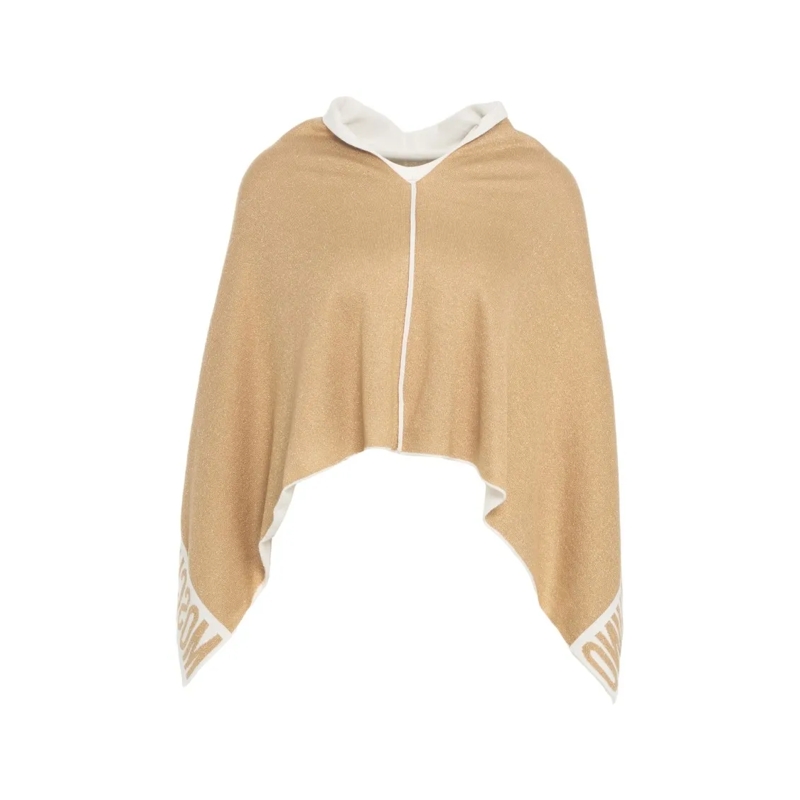 Moschino Cape Knit Poncho With Oversized Fit Brown