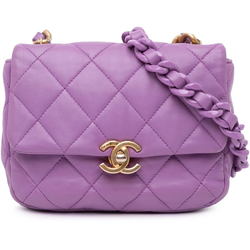 Chanel Schultertasche Mini Quilted Lambskin Candy Chain Flap lila