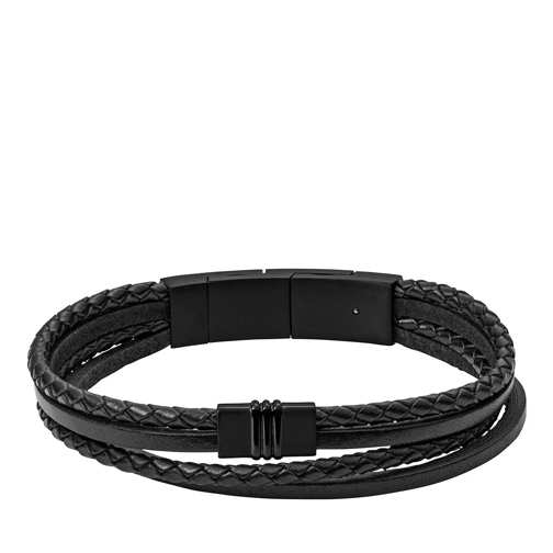 Fossil Multi-Strand Leather Bracelet Black Armband