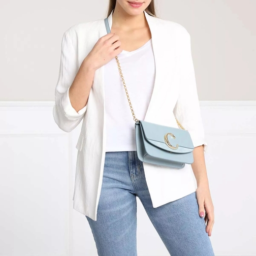 Chloé C Clutch With Chain Faded Blue Clutch