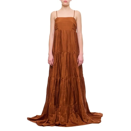 The Rose Ibiza Formentera Silk Maxi Dress Brown Maxikleider