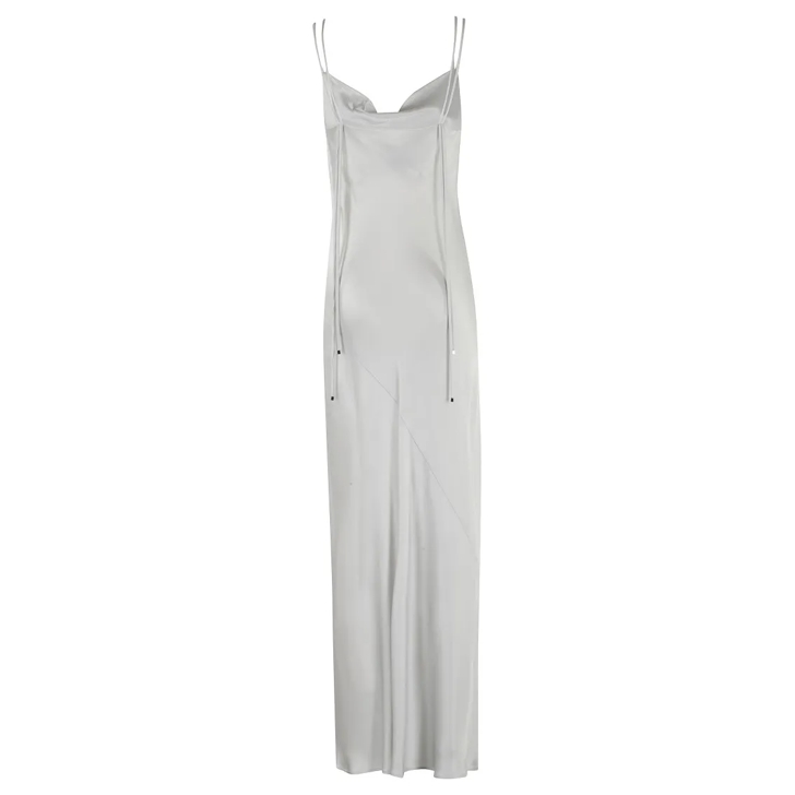 オールインワン・サロペット Antonelli Satin Evening Dress With Deep Neckline Antonelli Satin Evening Dress With Deep Neckline Silver