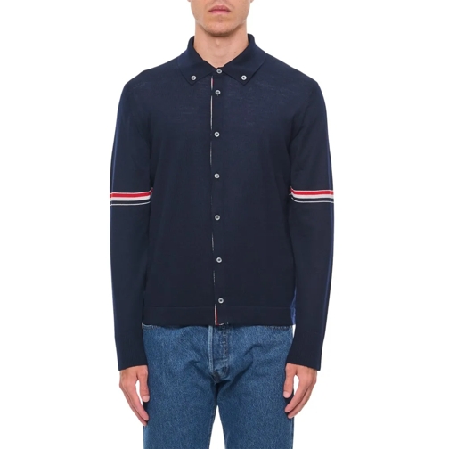 Thom Browne Long Sleeve Shirt In Merino Wool Blue Chemises