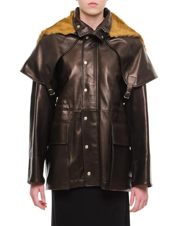 Durazzi Milano - Padded Field Leather Jacket - Größe 40 - schwarz