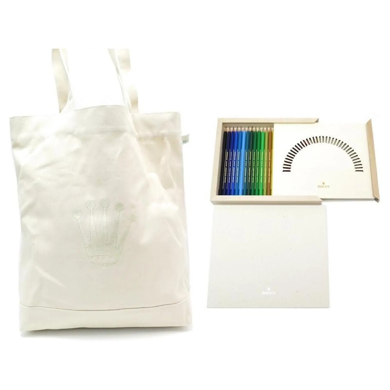 Rolex Geldbörse NEUE BOX VON 24 ROLEX UHR FARBSTIFTE + HANDTASCHE  beige