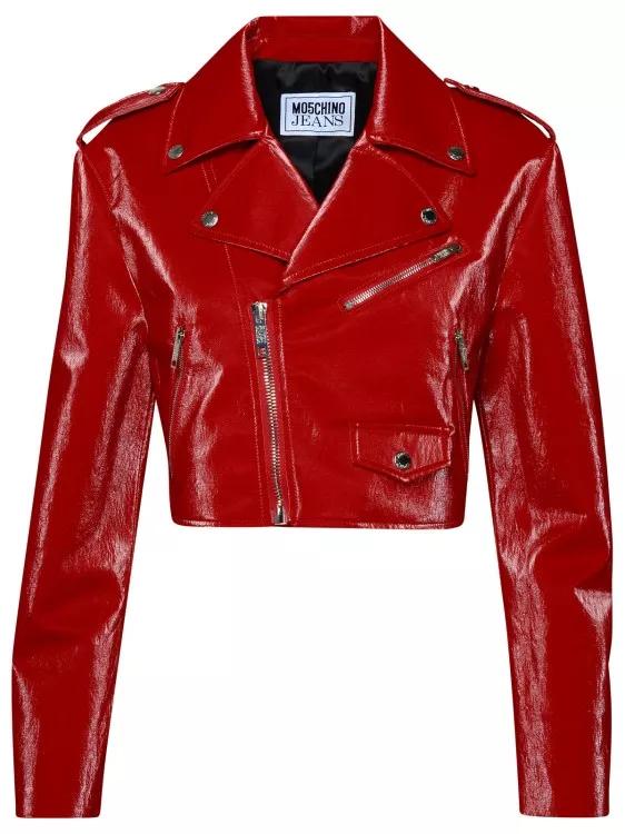 Moschino - Red Cotton Blend Biker Jacket - Größe 42 - red