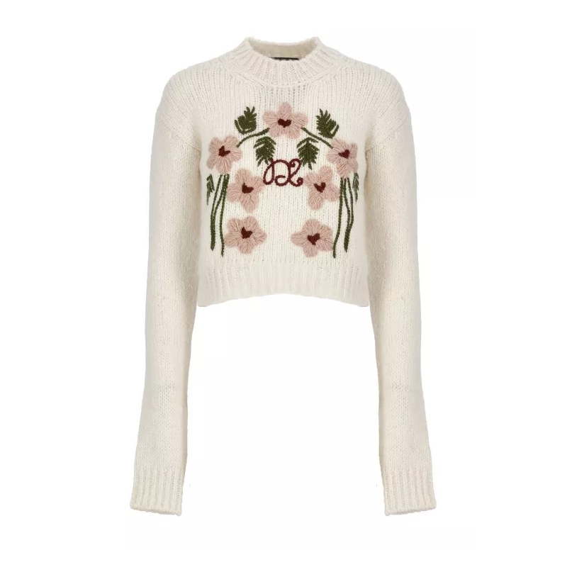 Dsquared2  Alpaca Sweater With Embroidery Neutrals