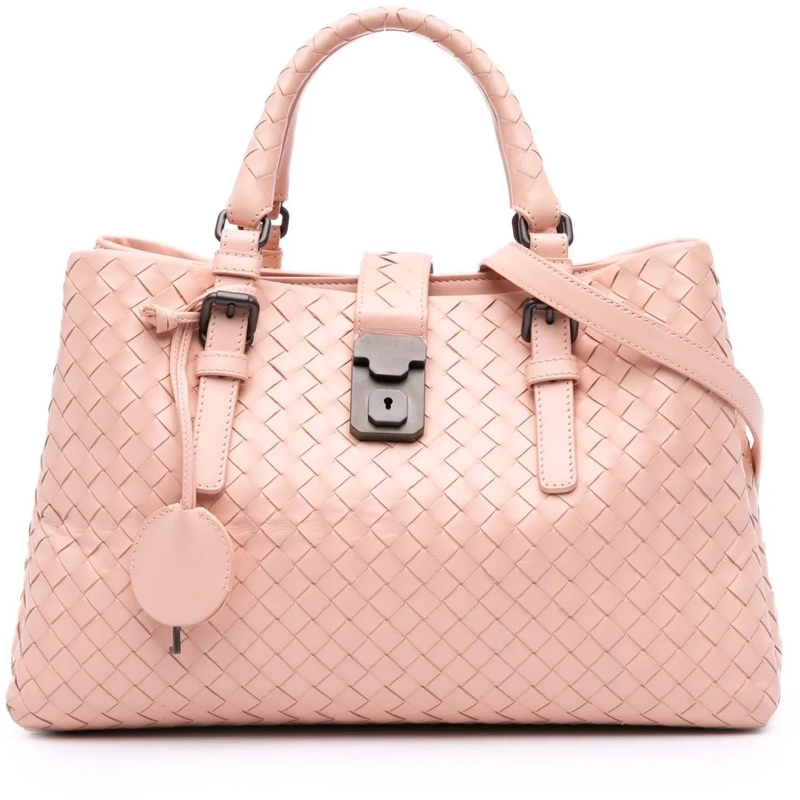Bottega Veneta Schultertasche Small Nappa Intrecciato Roma Satchel rose