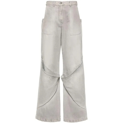 The Attico Gray High-Rise Wide-Leg Denim Pants Grey 