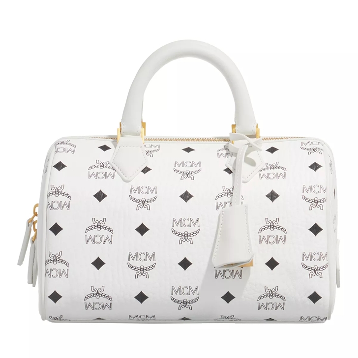 MCM Ella Vi Boston Small White Bowling Bag