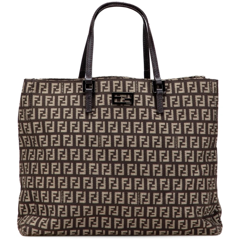 Fendi Shopper Zucchino Canvas Tote braun