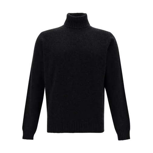 Gaudenzi Grey Turtleneck Sweater With Ribbed Trims In Wool  Grey 