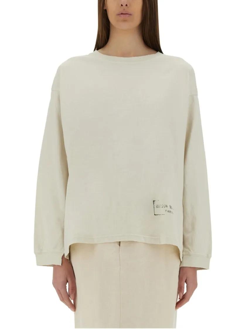 Thumbnail - Maison Margiela - Relaxed-Fit Cotton Shirt With Signature Logo Detai - Größe L - beige