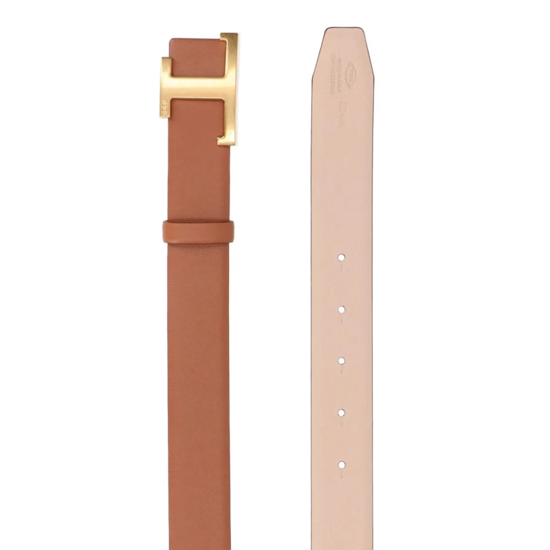 Tod's Ceinture Reversible Hammered Leather Belt With Signature Go Brown