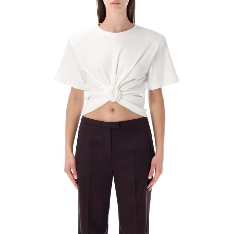 Magda Butrym T-Shirt Knotted Ribbed White T-Shirt Black