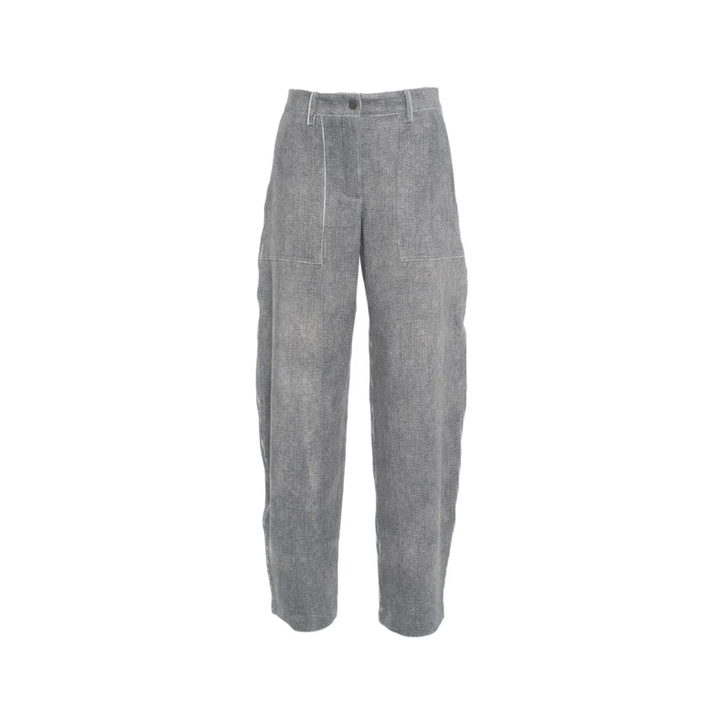 8Pm  Straight-Leg Trousers With Utility Pockets And Tex Grey