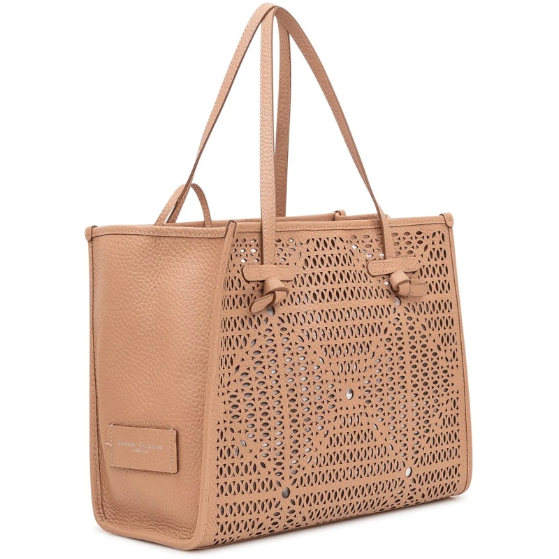 Gianni Chiarini Shopper Borsa Marcella Traforata con Doppi Manici beige(Image 2)