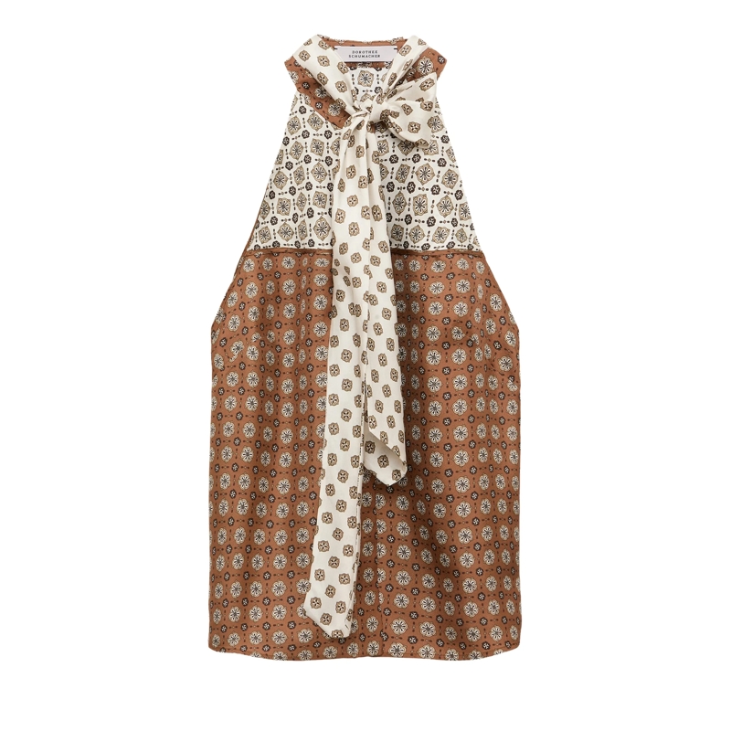 Dorothee Schumacher Mouwloos topje GRAPHIC DREAMS top brown big tie