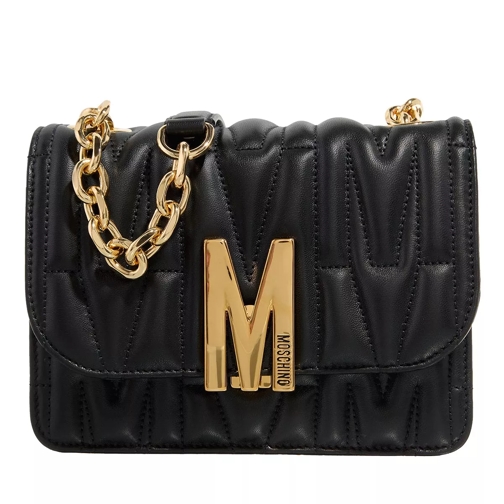 Moschino "M" Group Quilted Shoulder Bag Fantasy Print Black Mini sac