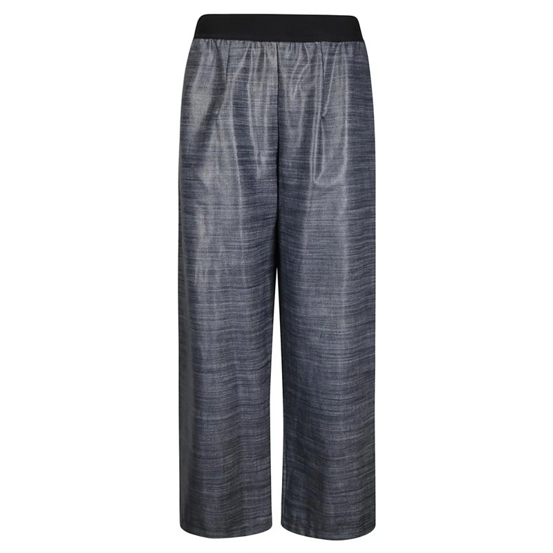 Maria Calderara  Trousers With Contrasting Elastic Waist Blue
