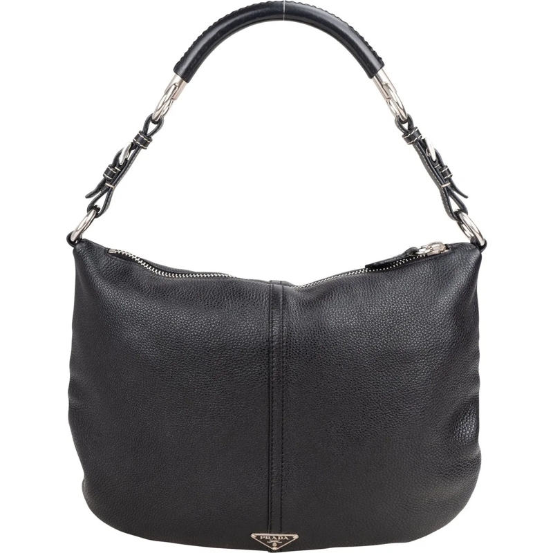 Prada Fourre-tout Prada Calfskin Triangle Hobo Bag schwarz