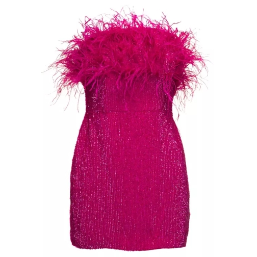 Retrofete Pink Sequin Emebllished Mini-Dress With Feathers I Pink 