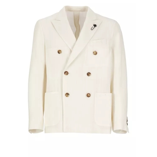 Lardini Double Breasted Cotton Jacket Neutrals 