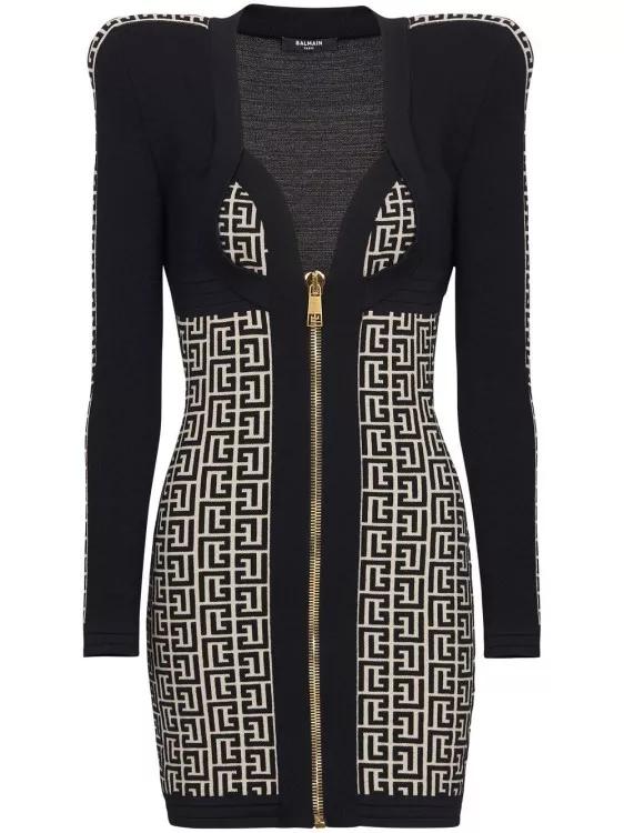 Balmain - Pb Monogram Mini Dress - Größe 38 - black