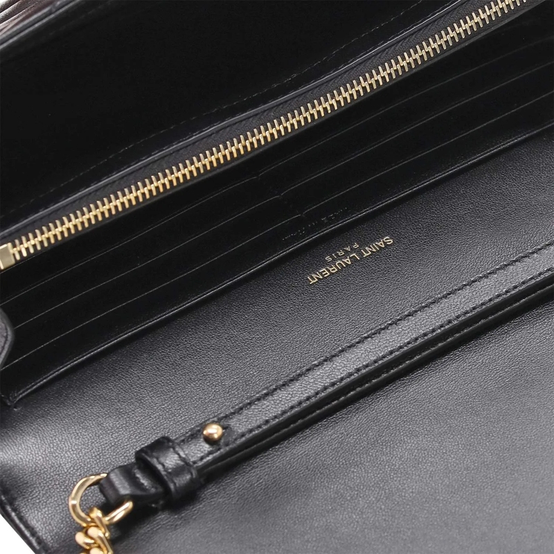 Saint Laurent Crossbody Bag Pochette Cassandre aus Lammleder schwarz(Image 4)