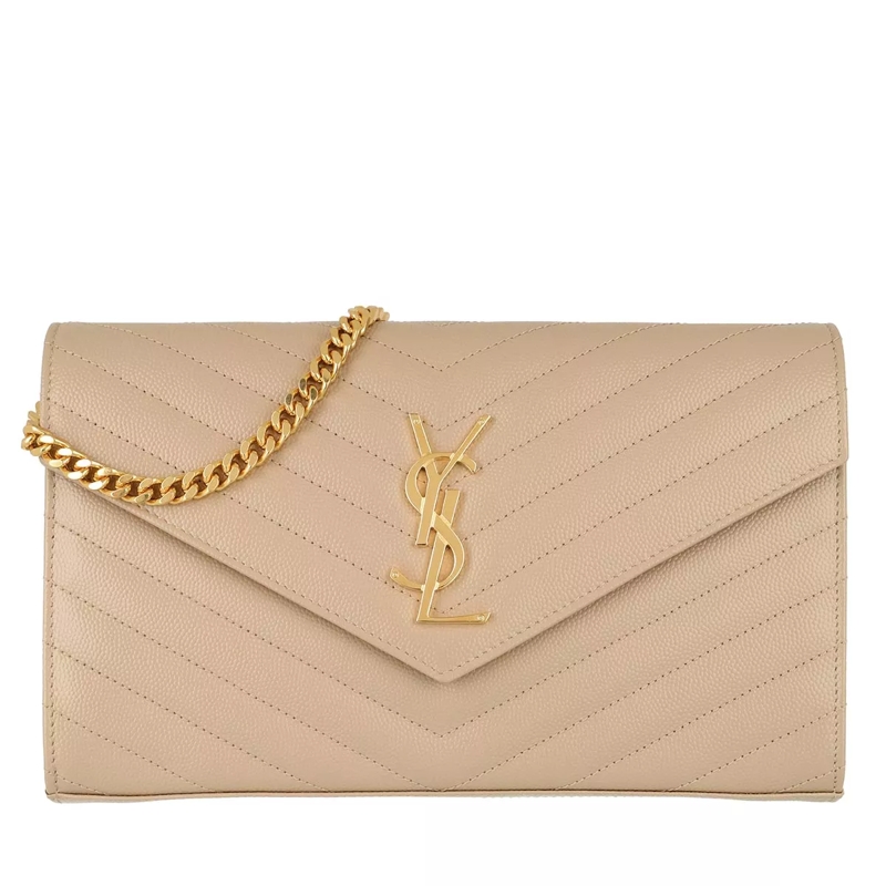 Saint Laurent Crossbody Bag Ysl Chain Wallet Monogram Dark Beige