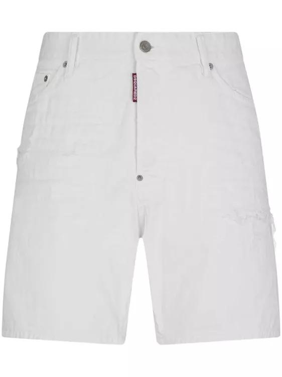 Thumbnail - Dsquared2 - White Bull Denim Shorts - Größe 52 - weiß