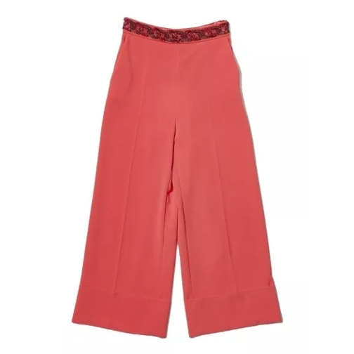 Elisabetta Franchi Coral Polyester Trousers Orange Pantaloni