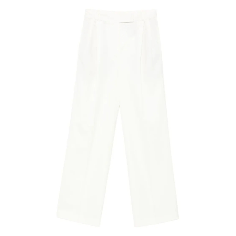 Róhe  High-Waist Turn-Up Trousers White