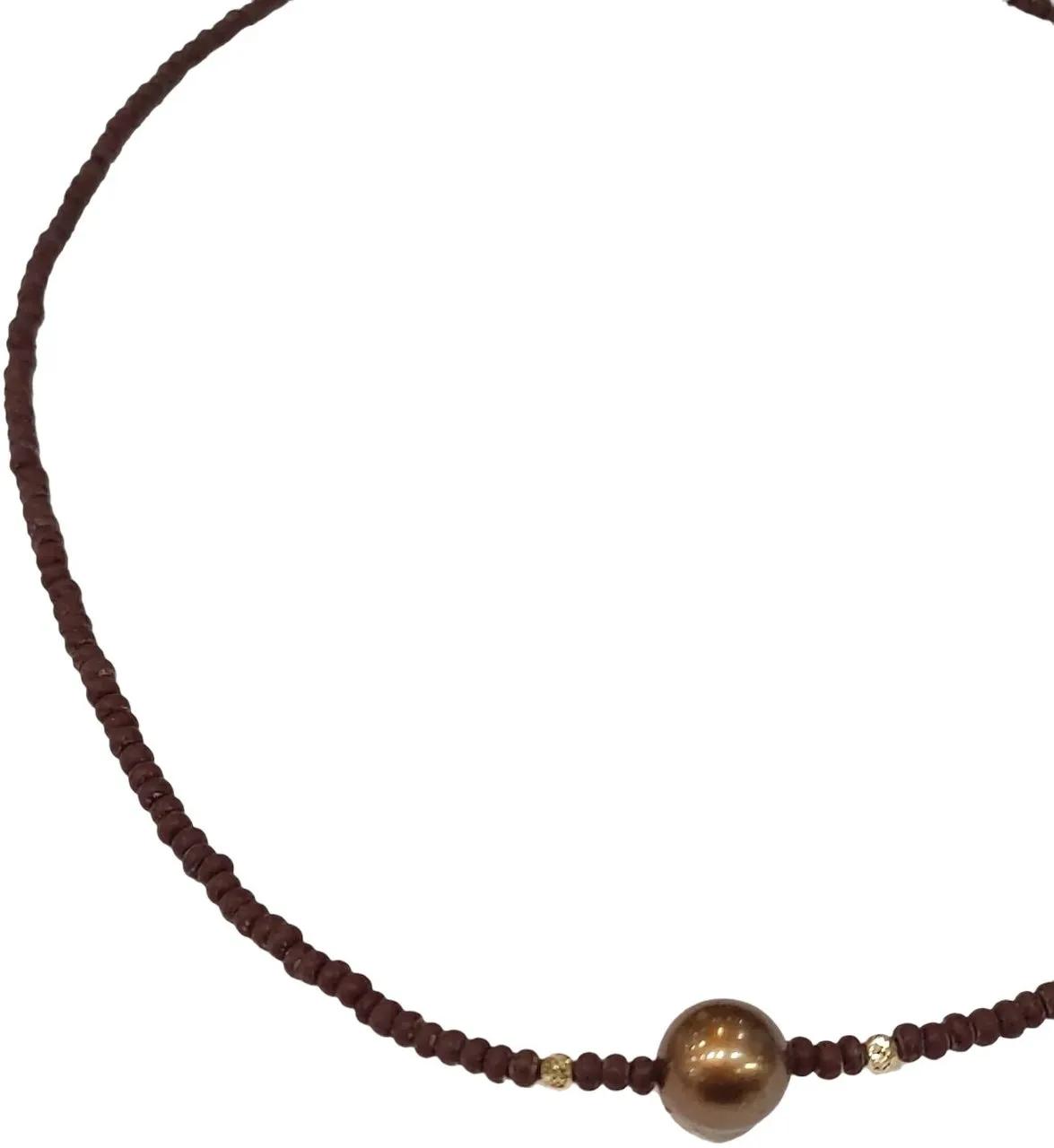 Thumbnail - CATHERINE MICHIELS Halskette - Collier Ras du cou perle japonaise chocolat perles - Gr. unisize - in Mehrfarbig - für Da...