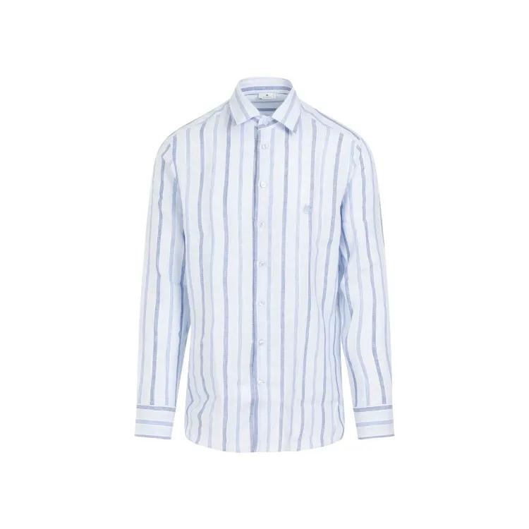 Etro - Roma Striped Linen Shirt - Größe 41 - blau