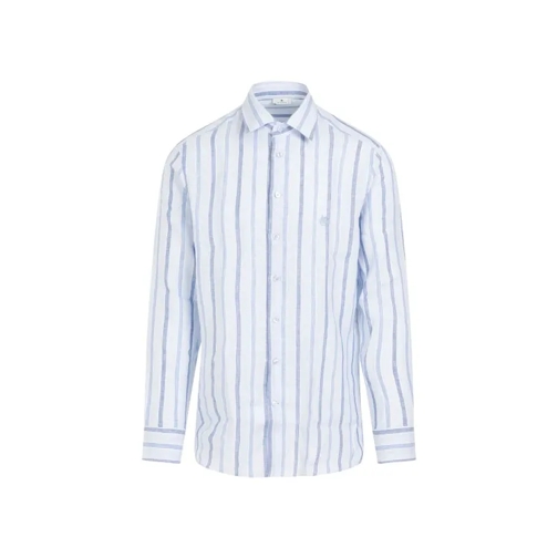 Etro Roma Striped Linen Shirt Blue Skjortor