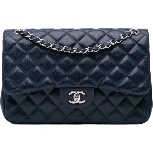Chanel Sac à bandoulière 2011 Jumbo Classic Caviar Double Flap blau