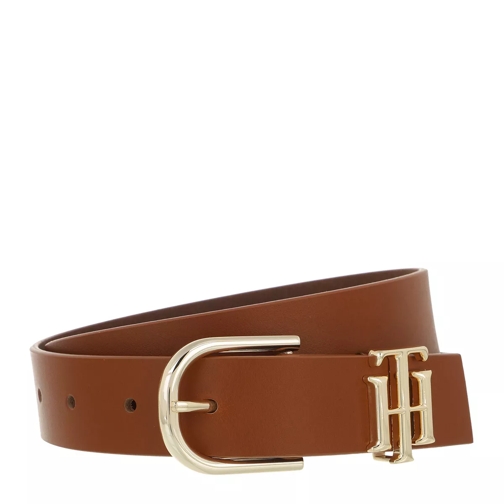 Tommy Hilfiger TH Lux Logo Belt Leather Brown Ceinture de taille