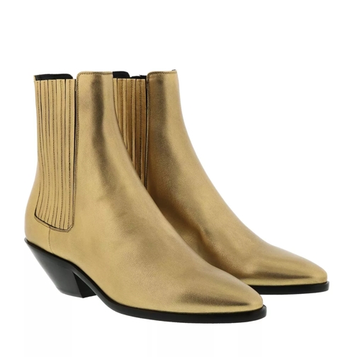 Saint Laurent Wyatt Boots Leather Gold Ankle Boot