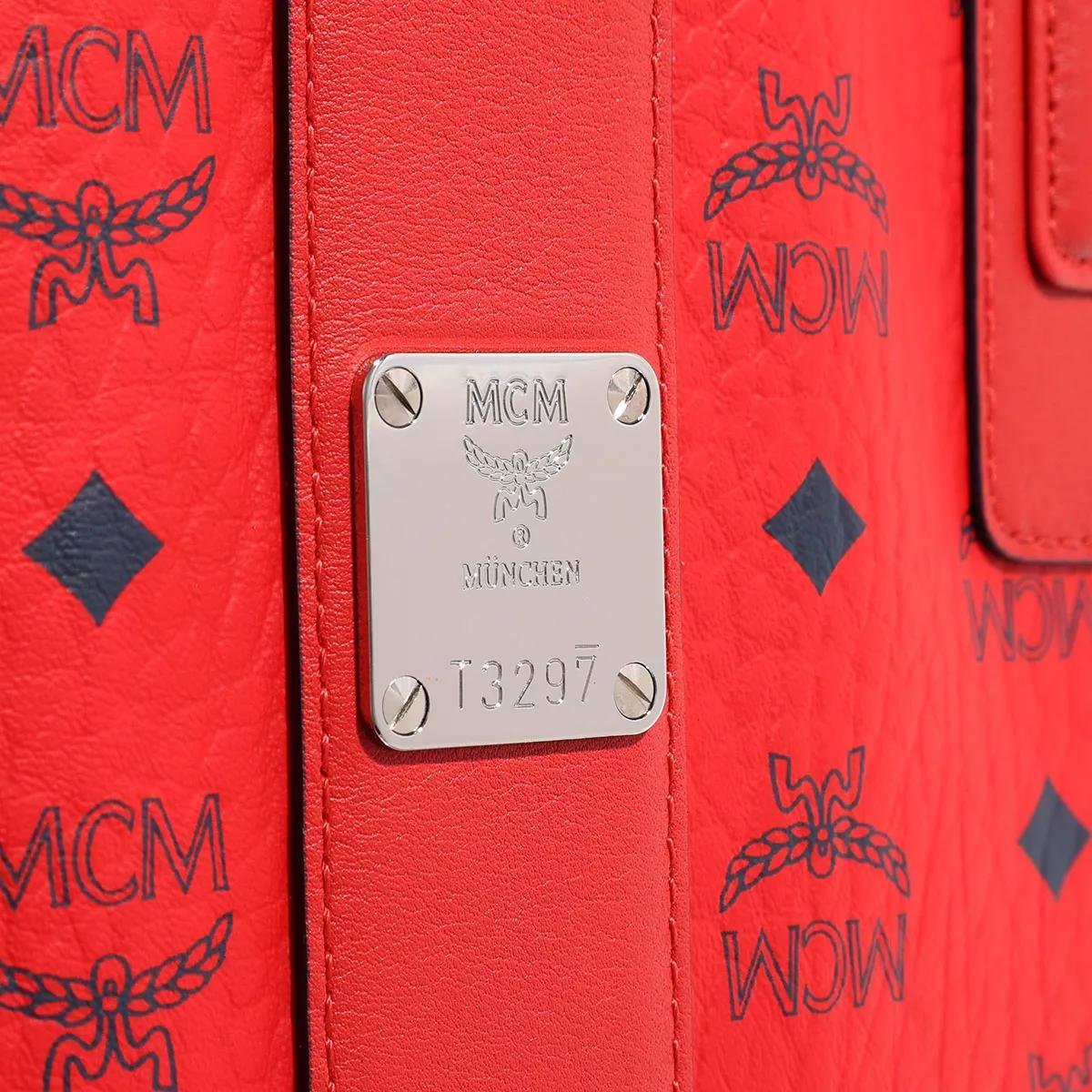 Red mcm tote discount bag