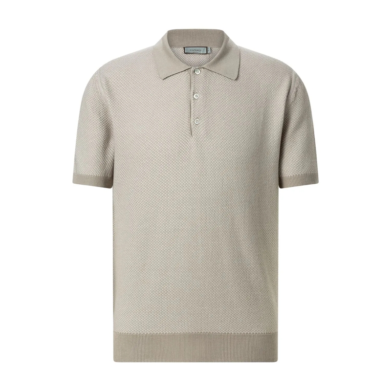 Canali Polo shirt Poloshirt aus Baumwollstrick beige
