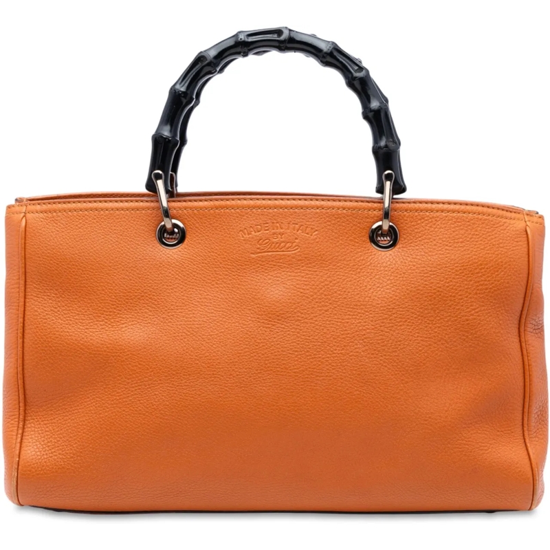 Gucci Sac à bandoulière Medium Calfskin Bamboo Shopper Satchel orange