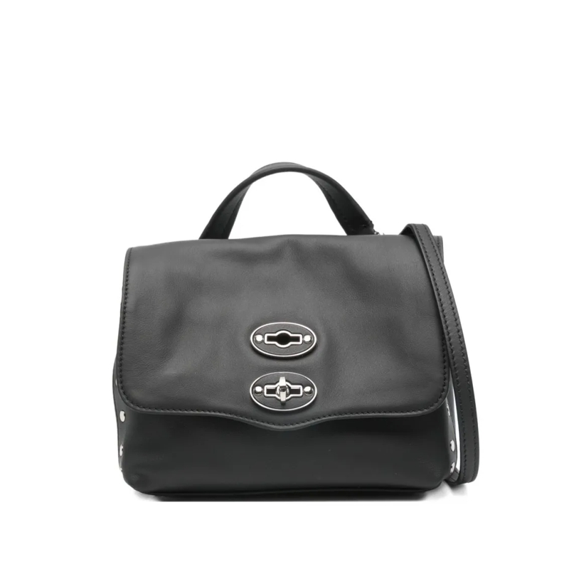 Zanellato Sac à bandoulière Structured Black Leather Handbag Grey