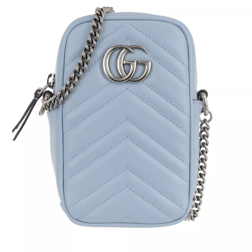 Gucci GG Marmont Mini Bag Leather Light Blue/Porcelaine Crossbody Bag