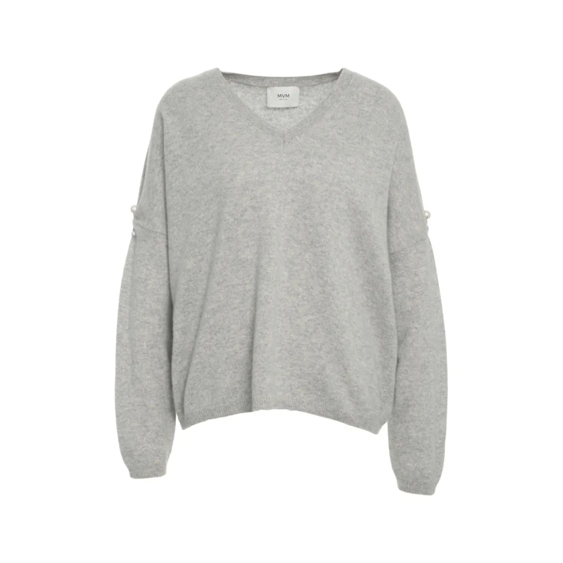 Mvm Trui Cashmere Sweater With Pearls White