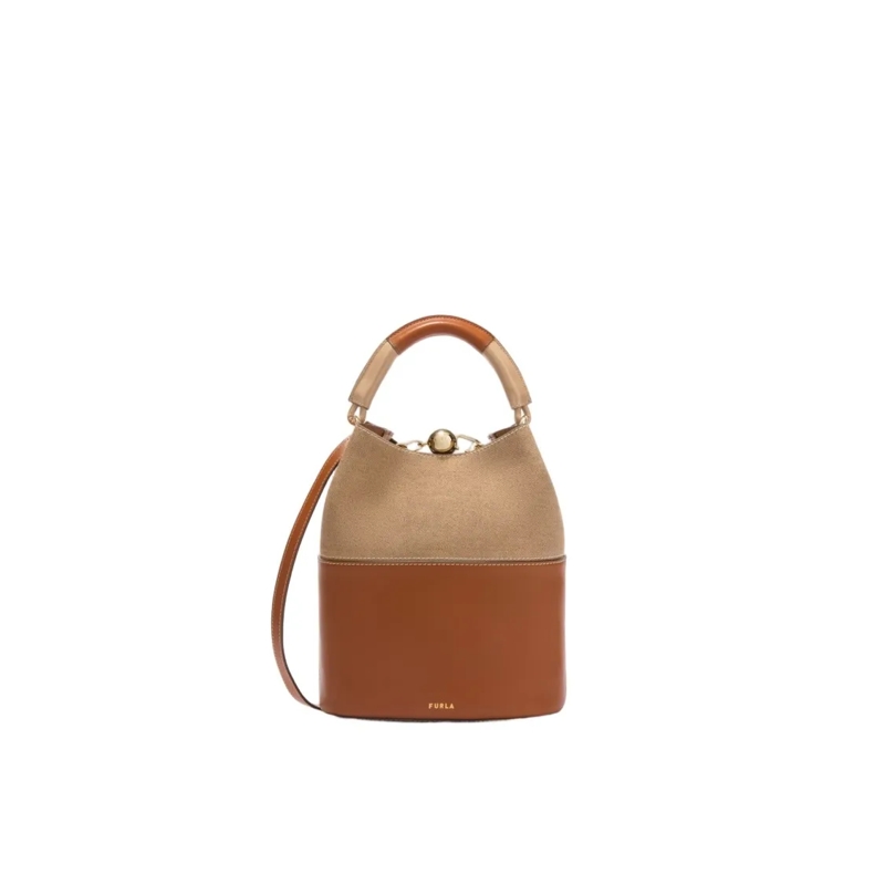 Furla Buideltas Sfera S Bucket Bag In Leather Brown