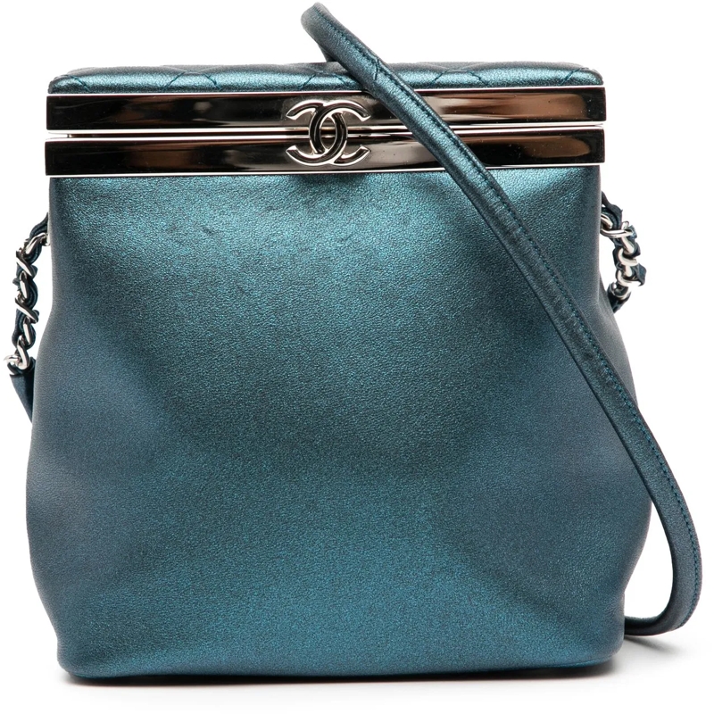 Chanel Necessaire CC Metallic Calfskin Vanity Bag blau