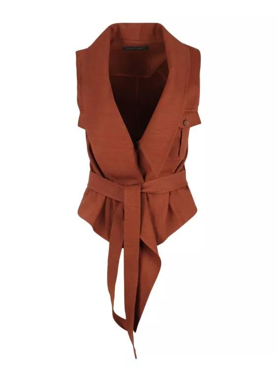 Alberta Ferretti - Linen Stretch Viscose Gilet - Größe 40 - brown