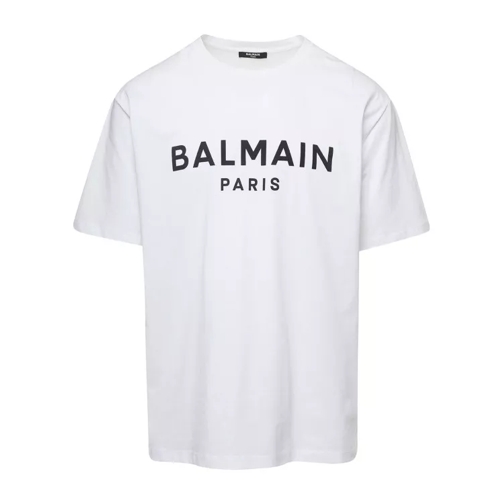 Balmain White Crew Neck T-Shirt With Logo Print On The Che White 