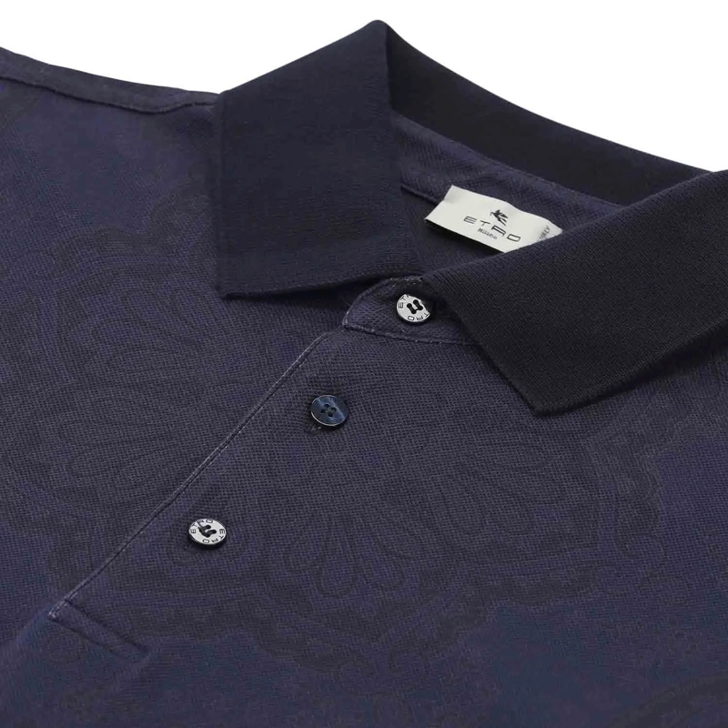Etro Poloshirt Poloshirt mit Paisley-Muster blau(Image 6)